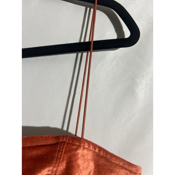Free People Dress Woman's S Rust Orange Velvet Mini Open Back Elastic Straps - Picture 4 of 9